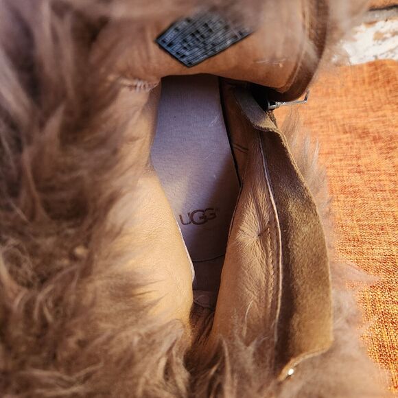 UGG ANTOINE Women Brown Fur Suede Lace-up Zipper Sneaker Boots Y2K Women Size 10 - Picture 9 of 11